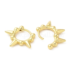 女性用ラックメッキ真鍮スパイクフープピアス  長持ちメッキ  鉛フリー＆カドミウムフリー  18KGP本金メッキ  18x22x3mm&nbsp;EJEW-D059-22G