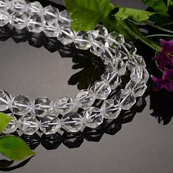 Faceted Natural Quartz Crystal Bead Strands&nbsp;G-J331-09-10mm