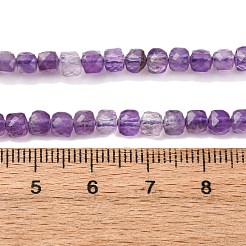 天然石アメジストビーズ連売り  多面カット  キューブ  4x4x4mm  穴：0.8mm  約95個/連  15.35インチ（39cm）&nbsp;G-R460-028C