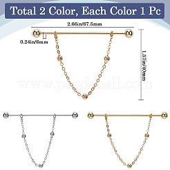 2Pcs 2 Colors Brass Hanging Chain Brooches&nbsp;FIND-GF0006-86