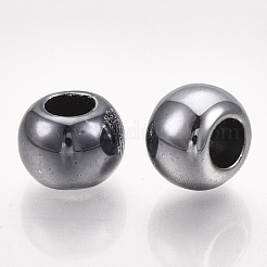 Uvメッキabsプラスチックビーズ  ラウンド  ガンメタ色メッキ  17.5~18x12.5mm  穴：9.5mm&nbsp;CCB-S162-28E-01