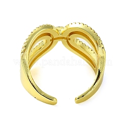 Brass Micro Pave Cubic Zirconia Open Cuff Ring&nbsp;RJEW-K256-16G