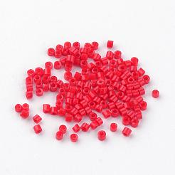 不透明なガラスラッパビーズ  レッド  1~2x1.5~2mm  穴：0.5mm  約100 G /袋  約5000個/袋&nbsp;SEED-R043-01