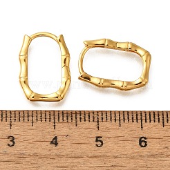 925スターリングシルバーフープピアス  竹の長方形  ゴールドカラー  16.5x12.5x2mm&nbsp;STER-M018-08G