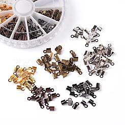 1ボックス6色アイアン製折りたたみ式カシメエンドパーツ  圧着コードの端を折ります  ミックスカラー  6x3x2.3mm  穴：1.2mm  約360個/箱&nbsp;IFIN-X0016-B