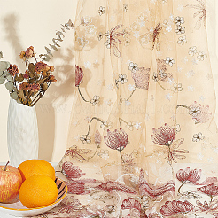Embroidered Flowers Polyester Tulle Lace Fabric&nbsp;DIY-WH0449-31D