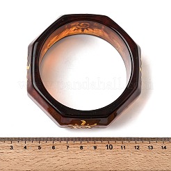 女性用樹脂バングル  太陽と六角形  ココナッツブラウン  内径：2.52インチ（6.4cm）&nbsp;BJEW-B167-01A