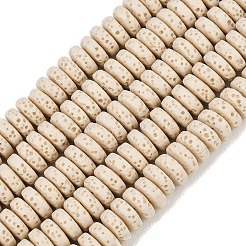 天然溶岩岩ビーズ連売り  染め  フラットラウンド/ディスク  ベージュ  8~8.5x3~4mm  穴：2mm  54~60個/連  7.87インチ（20 cm）&nbsp;G-F671-02A-02