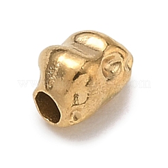 304ステンレススチールビーズ  テクスチャードナゲット  ゴールドカラー  6.5x4mm  穴：1.6mm&nbsp;SA-B007-01G-H