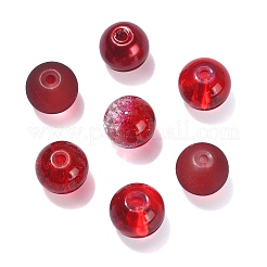 透明なすりガラスビーズ連売り100個。  ラウンド  ビーズジュエリー作り  レッド  8mm  穴：1.3~1.6mm&nbsp;GLAA-CJ0002-05
