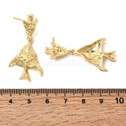 真鍮製ダングルピアス  カドミウムフリー＆鉛フリー  18KGP本金メッキ  ラックめっき  長持ちメッキ  海洋のテーマ  魚  40x20mm&nbsp;EJEW-D352-06G-02