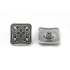 亜鉛合金合金シャンクボタン  正方形  アンティークシルバー  13x6.6mm  穴：2.2mm&nbsp;BUTT-N0002-32AS
