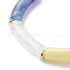 女性のためのアクリル製のカーブチューブ ビーズ ストレッチ ブレスレット  ミックスカラー  内径：2-1/4インチ（5.6cm）&nbsp;BJEW-JB08374