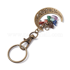 Chakra Theme Moon Natural Red Jasper & Howlite & Tiger Eye & Carnelian & Green Aventurine & Lapis Lazuli & Amethyst Chip Keychain&nbsp;KEYC-JKC00963-02