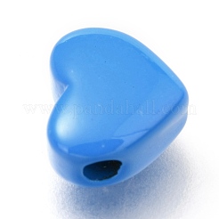 スプレー塗装真鍮ビーズ  ハート  コーンフラワーブルー  8.5x10x5.5mm  穴：2.2mm&nbsp;KK-I683-21D