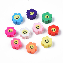 手作り樹脂粘土ビーズ連売り  笑顔の花  ミックスカラー  8~10x8~10x4~5mm  穴：1.2~1.6mm  約38~40個/連  12.99インチ〜15.94インチ（33~40.5cm）&nbsp;CLAY-N006-73