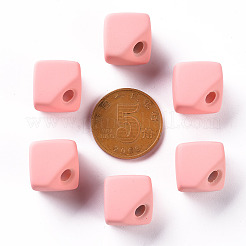 アクリルビーズ  ラバー加工スタイル  片穴  ギャップキューブ  ライトコーラル  13.5x13.5x13.5mm  穴：3.5mm&nbsp;OACR-S039-04-52