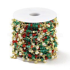 Handmade Round Glass Beaded Chain&nbsp;CHC-E023-20G-02