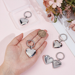 4Pcs 316 Stainless Steel Heart Locket Pendant Keychains&nbsp;KEYC-PH01618