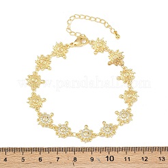 Brass Micro Pave Clear Cubic Zirconia Link Chain Bracelets for Women&nbsp;BJEW-A090-11B-G