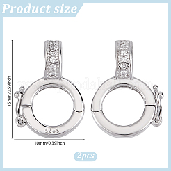 2Pcs 925 Sterling Silver Micro Pave Clear Cubic Zirconia Twister Clasps&nbsp;STER-DR0001-09