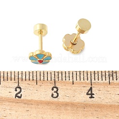 304 Stainless Steel Stud Enamel Earrings&nbsp;EJEW-Q028-04B-G