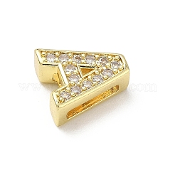 Brass Micro Pave Clear Cubic Zirconia Slide Charms&nbsp;KK-I382-04G
