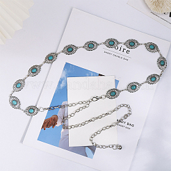 1Pc Alloy with Resin Imitation Turquoise Oval Link Chain Belts&nbsp;AJEW-CY0001-79B