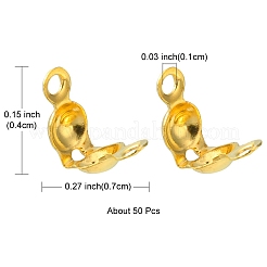 真鍮製ダルマチープ  カロット終了  クラムシェルノットカバー  ゴールドカラー  7x4mm  穴：1mm  内径：3mm&nbsp;KK-YW0001-53G