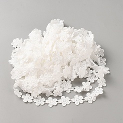 ポリエステルレースリボン  花  洋服アクセサリー用  ホワイト  7/8インチ（22mm）&nbsp;OCOR-WH0111-138D