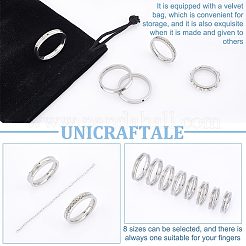 24Pcs 8 Size 201 Stainless Steel Grooved Finger Rings Set for Men Women&nbsp;RJEW-UN0002-40