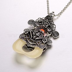Antique Silver Plated Alloy Resin Pendant Necklaces&nbsp;NJEW-J031-02