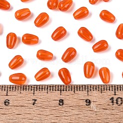透明ガラスビーズ  ティアドロップ  レッドオレンジ  6x4x4mm  穴：1mm  約6666個/1000g&nbsp;GLAA-Q113-01A-A05