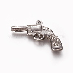 変色しにくい304ステンレススチールペンダント  拳銃  ステンレス鋼色  23x30x4mm  穴：1.2mm&nbsp;STAS-L226-041P