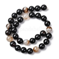 Natural Black Agate Beads Strands&nbsp;G-H343-D02-12mm