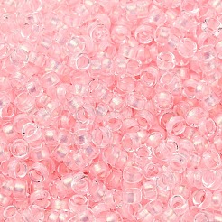 ガラスシリンダービーズ  シードビーズ  色の内側  丸い穴  ピンク  2.4~2.7x1.5~1.8mm  穴：1.2mm  約20000個/ポンド&nbsp;SEED-L011-11B-16