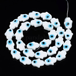 Handmade Evil Eye Lampwork Beads Strands&nbsp;LAMP-WH0006-06G