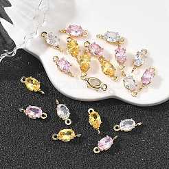SHEGRACE Brass Pave Cubic Zirconia Oval Connector Charms&nbsp;XGRQ2O464-437G