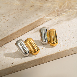 ステンレススチールのツートンオーバルスタッドピアス  18KGP本金メッキ  17.1x16mm&nbsp;FJ2954