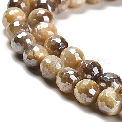 Electroplated Natural Tiger Eye Round Beads Strands&nbsp;G-L598-A04-01