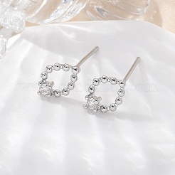 真鍮ガラススタッドピアス  馬の目  プラチナ  9.5x6.5mm&nbsp;EJEW-Q014-22P