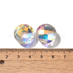 ガラスチャーム  フラットラウンドのチャーム  ABカラー  多面カット  クリアAB  18x7mm  穴：1.2mm&nbsp;GLAA-I057-25A