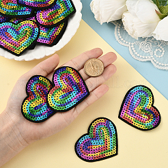 コンピューター刺繍布製アイロン接着/縫い付けワッペン 20枚  マスクと衣装のアクセサリー  パイルレットアップリケ  ハート  カラフル  53x64mm&nbsp;PATC-CY0001-26B