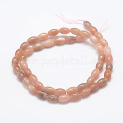 天然石サンストーンビーズ連売り  オーバル  8x5.5mm  穴：1mm  約49個/連  15.5インチ（39.5cm）&nbsp;G-P322-04