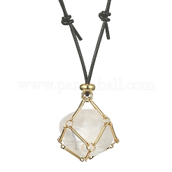 Brass Macrame Pouch Empty Stone Holder for Pendant Necklaces Making&nbsp;NJEW-JN04547-01