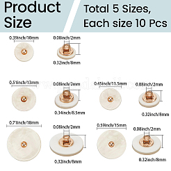 50Pcs 5 Styles 1-Hole Resin Shank Buttons&nbsp;BUTT-CY0001-43