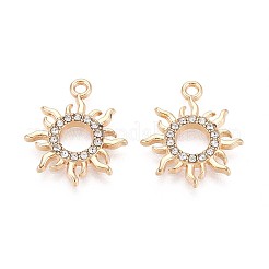 ラックメッキ合金ラインストーンペンダント  太陽  カドミウムフリー＆ニッケルフリー＆鉛フリー  ゴールドカラー  ミックスカラー  19x16.5x2mm  穴：1.6mm&nbsp;PALLOY-T091-20M-G