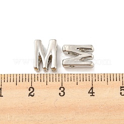 プラチナメッキ合金ビーズ  頭文字  文字.m  10x3mm  穴：1.8mm&nbsp;PALLOY-CJC0001-64P-M