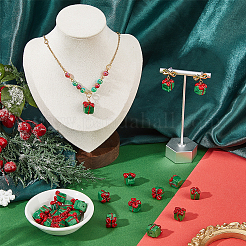 25個の手作りランプワークビーズ  ギフト用の箱  クリスマスのために  ミディアムアクアマリン  10~13x11~13x11~13mm  穴：2~3mm&nbsp;LAMP-PA0001-32