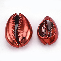 Uvメッキ天然カウリーシェルビーズ  穴なし/ドリルなし  レッド  17~23x12~16x6~7mm&nbsp;X-SHEL-S266-07A